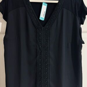 Chic Black V-Neck Women's Blouse